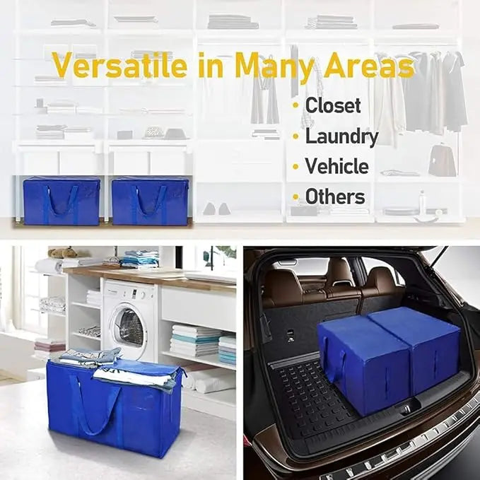 6 Pack Extra Large Moving Bags Heavy Duty with Zippers & Carrying Handles, Durable Storage Bags Moving Boxes for Closet Organize