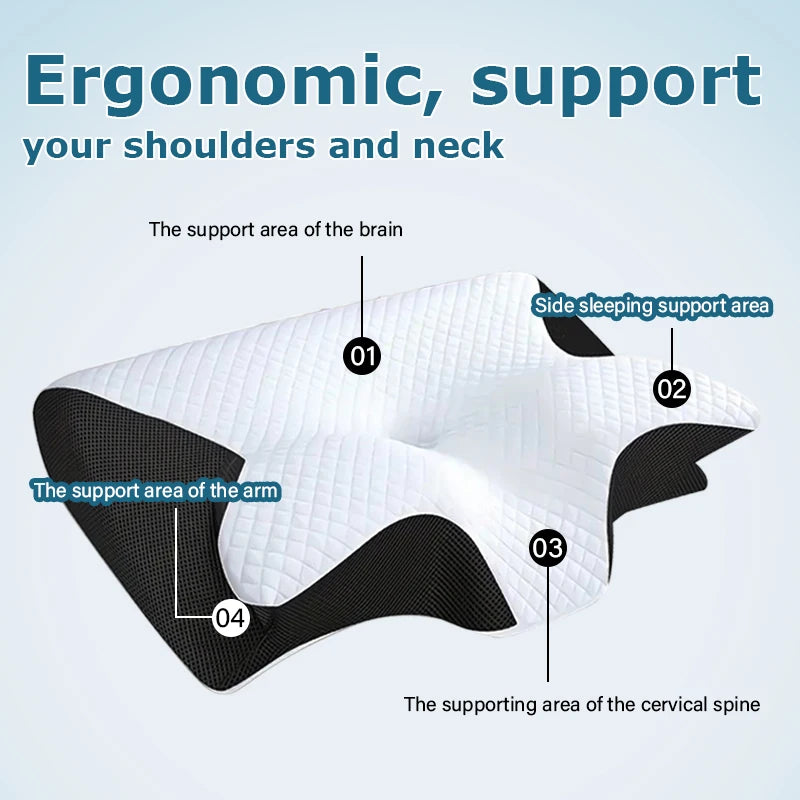 Necessities with Butterfly,Soft Neck Support Massage Pillow, A Slow Rebound Pillow, Deep Sleep Neck Pillow, Suitable for Comfort