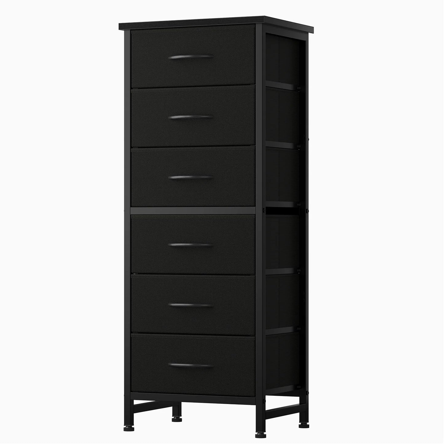 JHK Tall 6 Fabric Drawer Dresser for Bedroom Wood Top and Metal Frame Skinny Chest of Drawers Narrow Storage Tower with Organization Furniture
