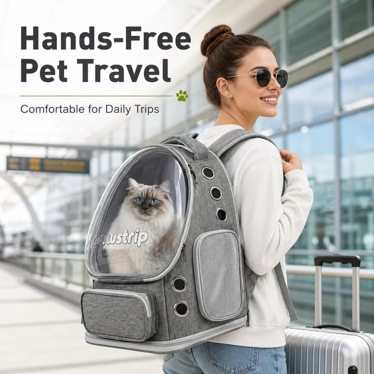 Breathable Nylon Cat Backpack With Transparent Bubble Window Design