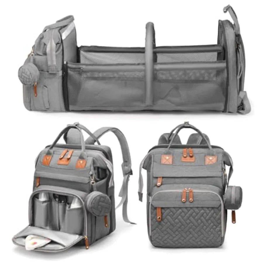 Jeryswet Baby Diaper Bags with Changing Station, Waterproof Large Capacity Diaper Bag Backpack for Moms Dads with USB Charging