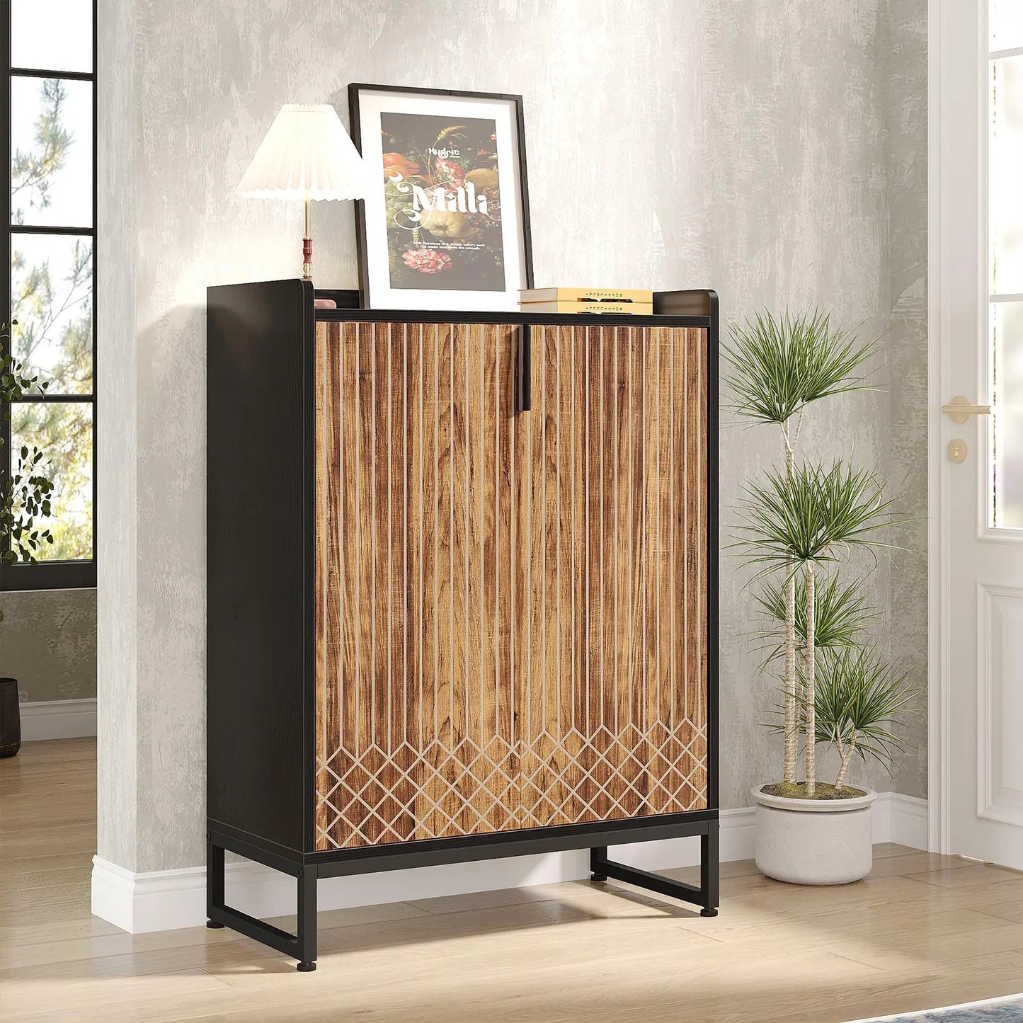 Tribesigns Modern Shoe Cabinet With Doors For Entryway Storage