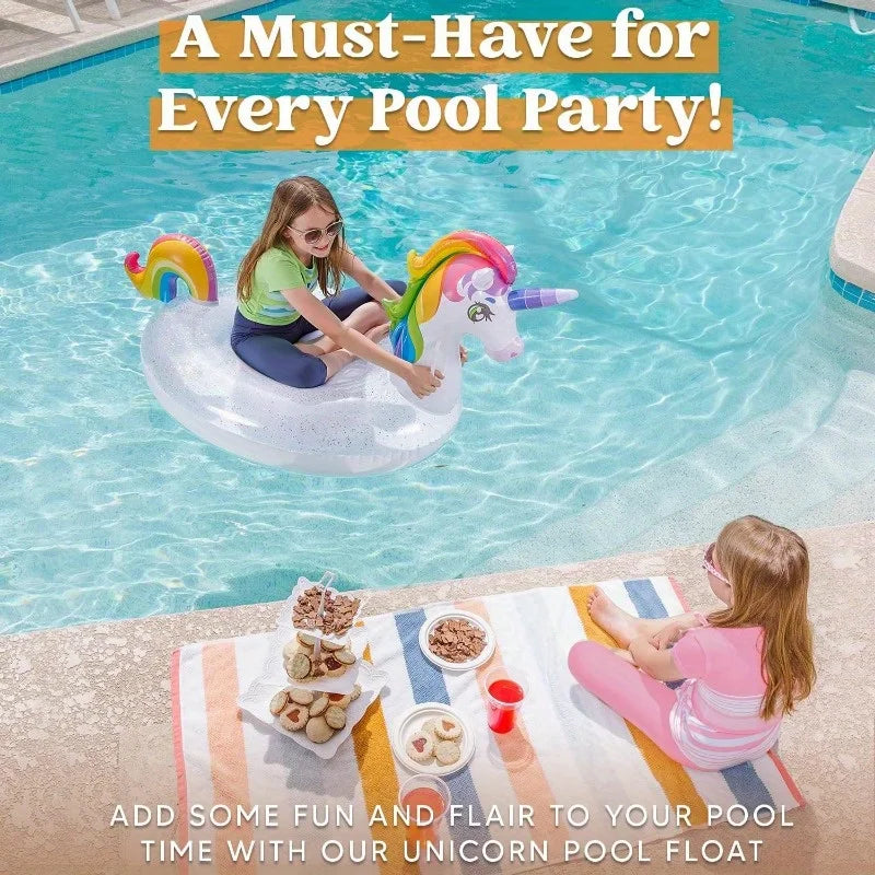 Unicorn Pool Float With Glitter And Sparkle Accents