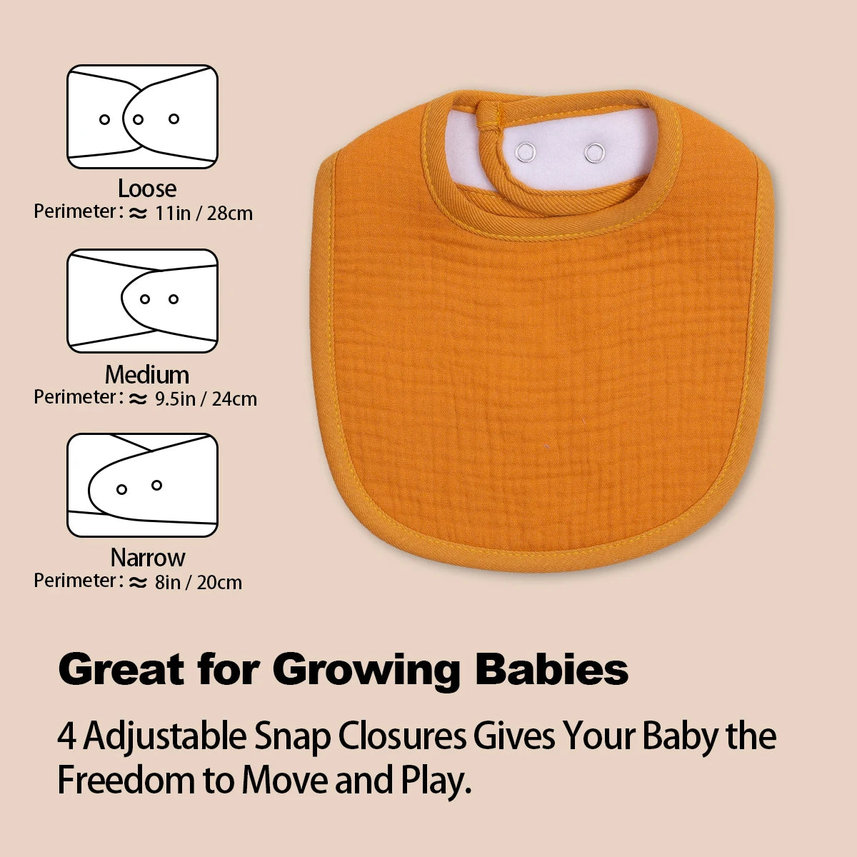 Super Absorbent Muslin Bandana Bibs for Baby with Adjustable Snaps