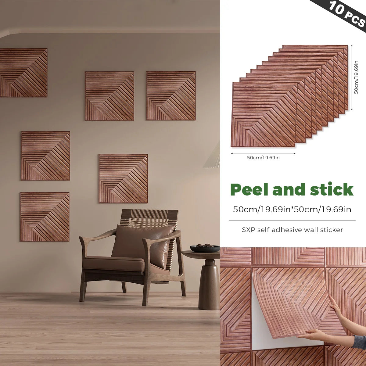 10Pcs SXP 3D Foam Wall Decors Self-Adhesive Wallpaper Sound Proofing Panels Photo Wall Decor 19.69x19.69inch(2.69sq.ft)