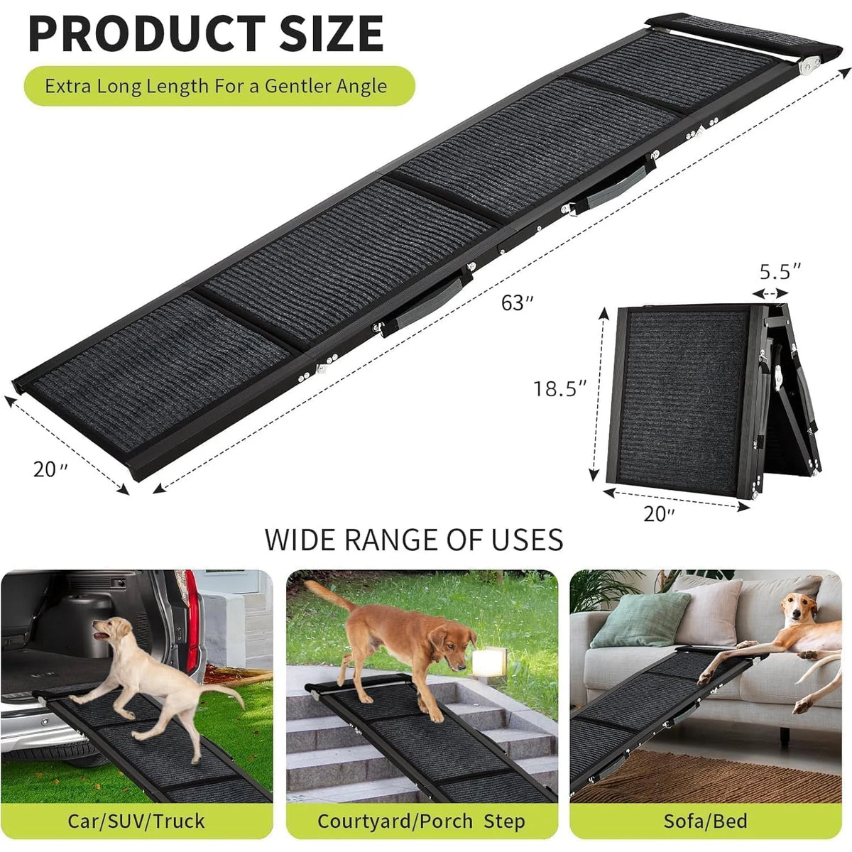 HiMISS Folding Car Dog Ramp Non Slip Portable Pet Accessory