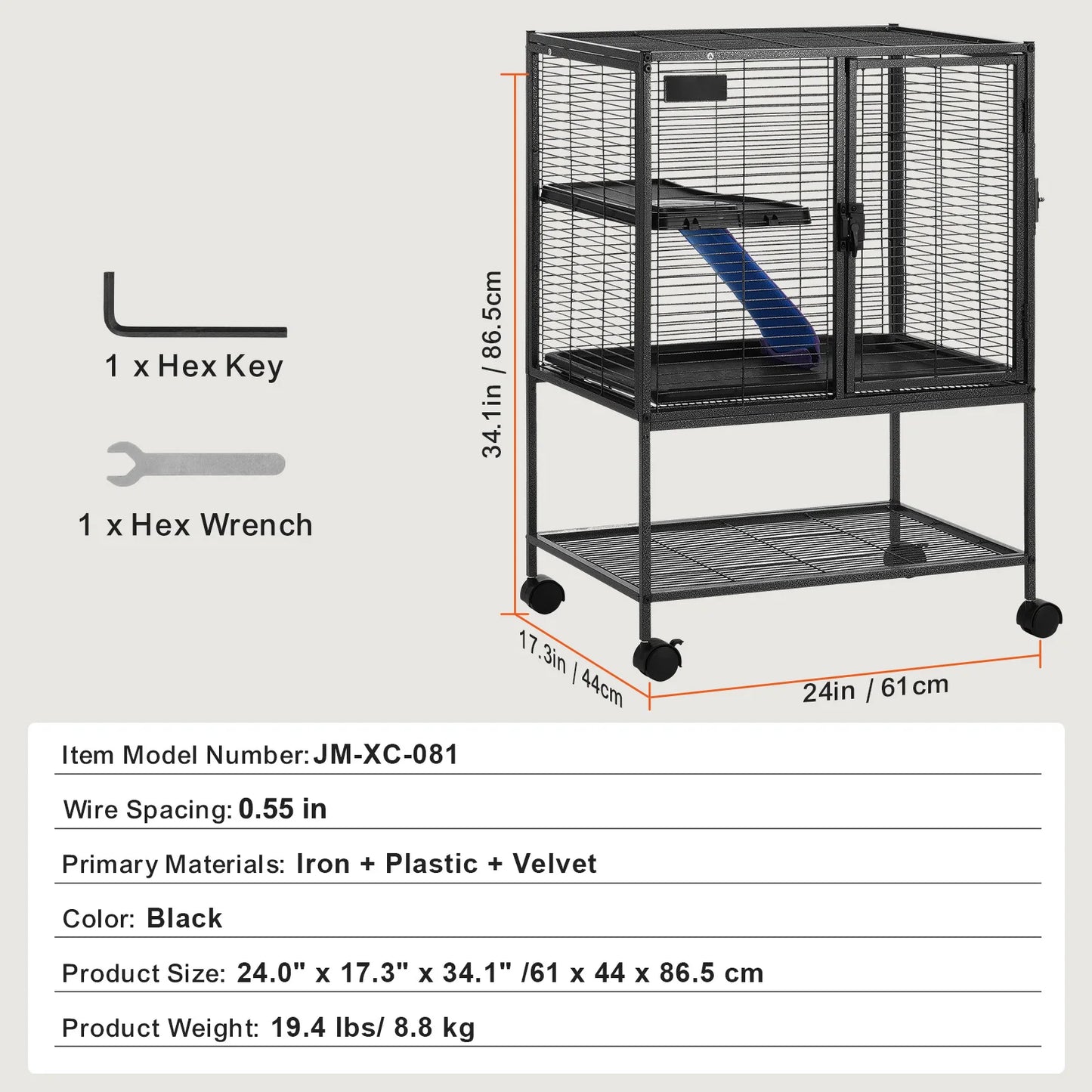 SucceBuy Rolling Metal Ferret Cage For Pet Rats Hamsters Guinea