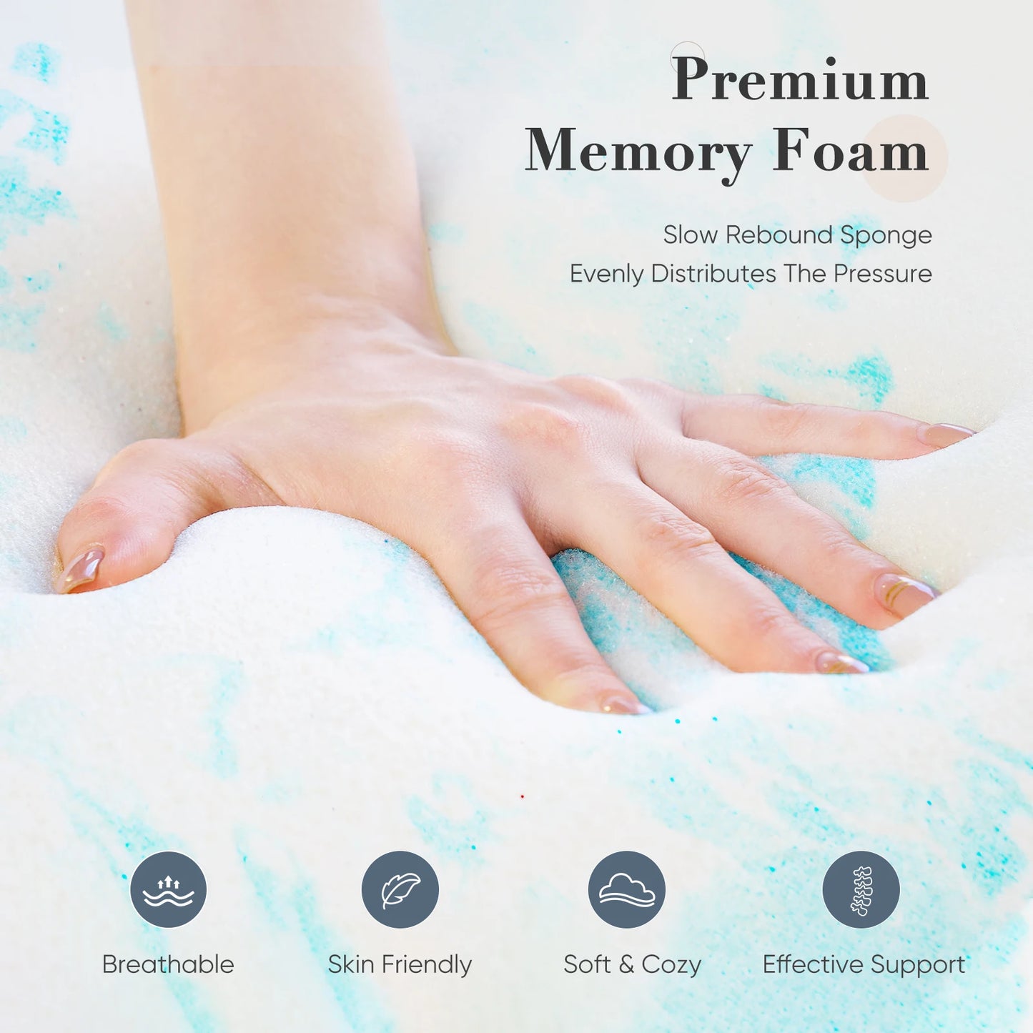 JHK 2-3 Inch Memory Foam Mattress Topper Queen Size Thick Gel Cooling Mattress Soft and Breathable Bed Topper Bedroom Furniture