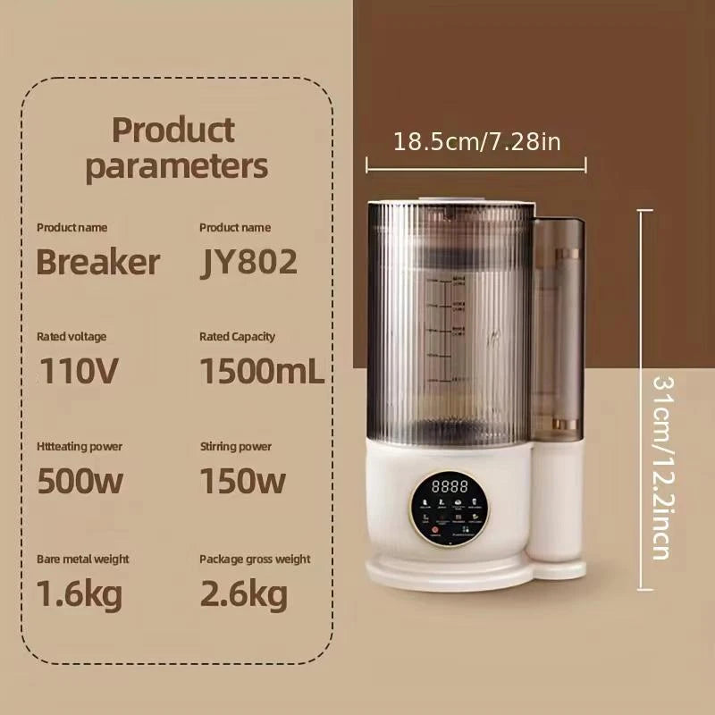 Automatic Nuts Milk Maker, Plug and Play 1500ML Milk Maker, Nut Milk Machine, Multifunctional Juicer for Coffee, Grain and Juice