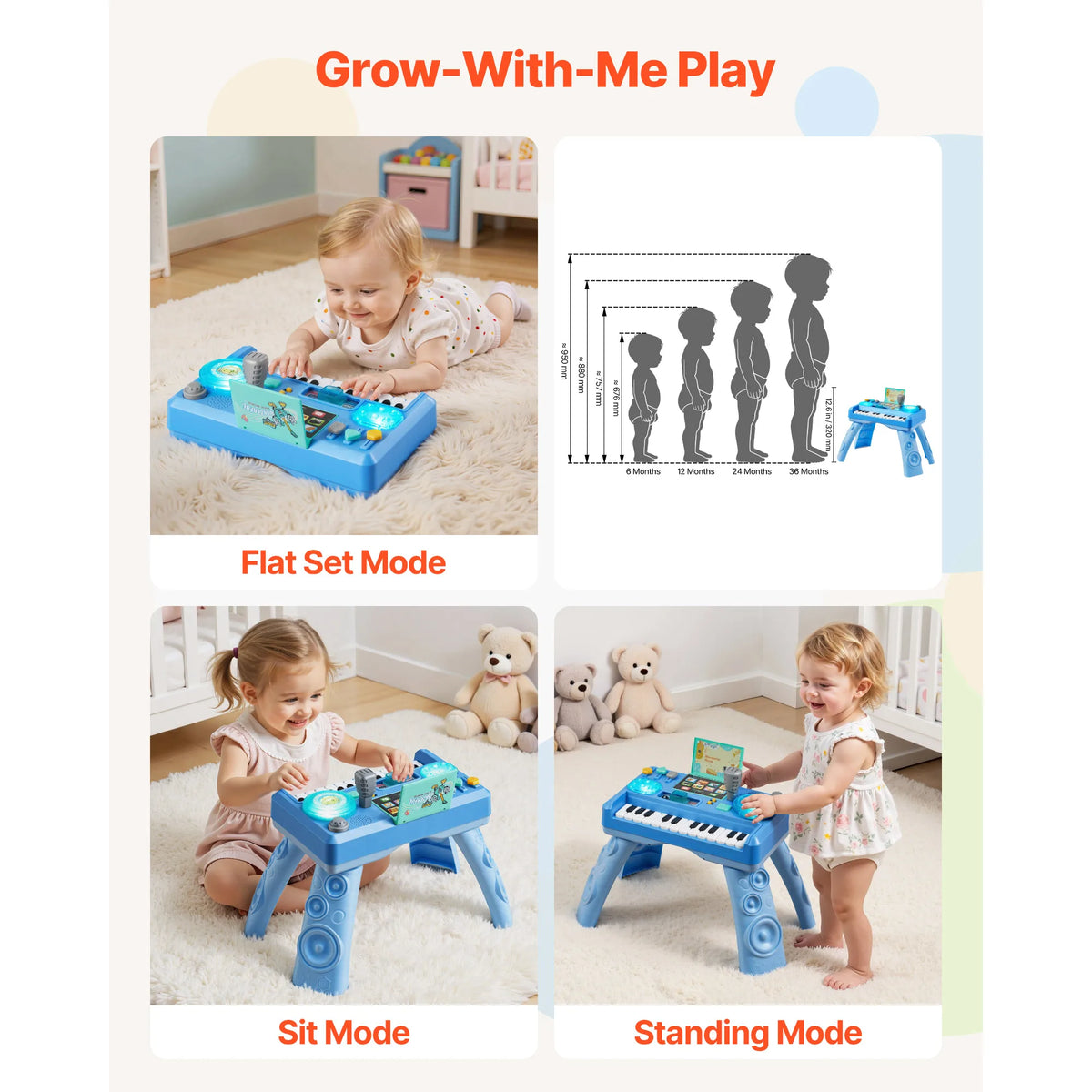 SucceBuy Baby DJ Activity Table with Recording and LED Turntable