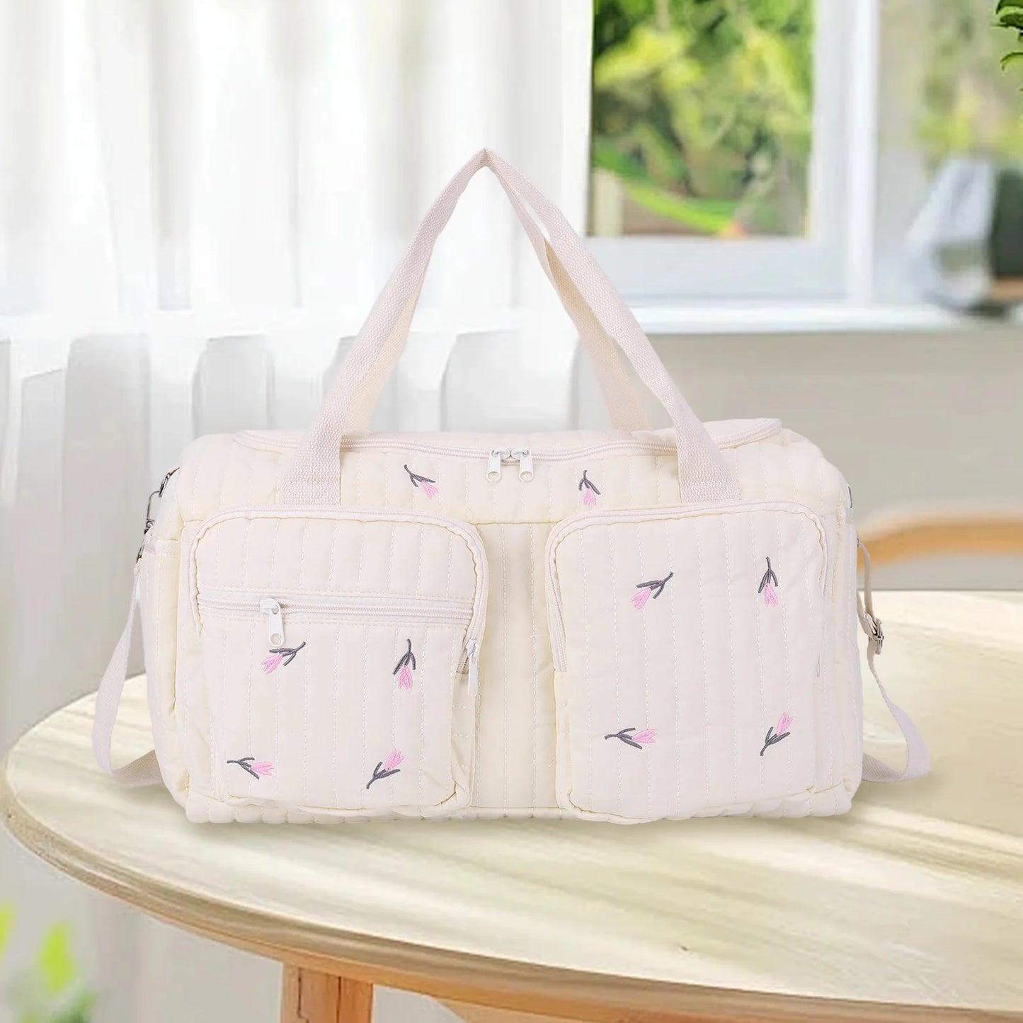 Large Mommy Bag Maternity Baby Diaper Storage Bag Multi-pocket Zipper Handbag W/ Adjustable Strap Baby Items Organizer for Hospi