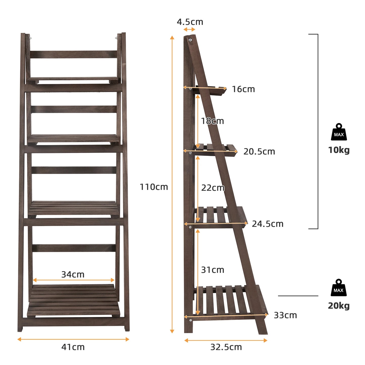 Premium Folding Four Tier Wooden Storage Shelf For Home