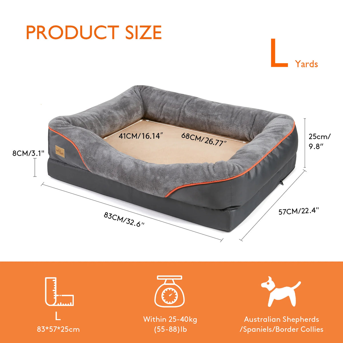 Bingopaw Orthopedic Memory Foam Dog Bed With Waterproof Bolsters