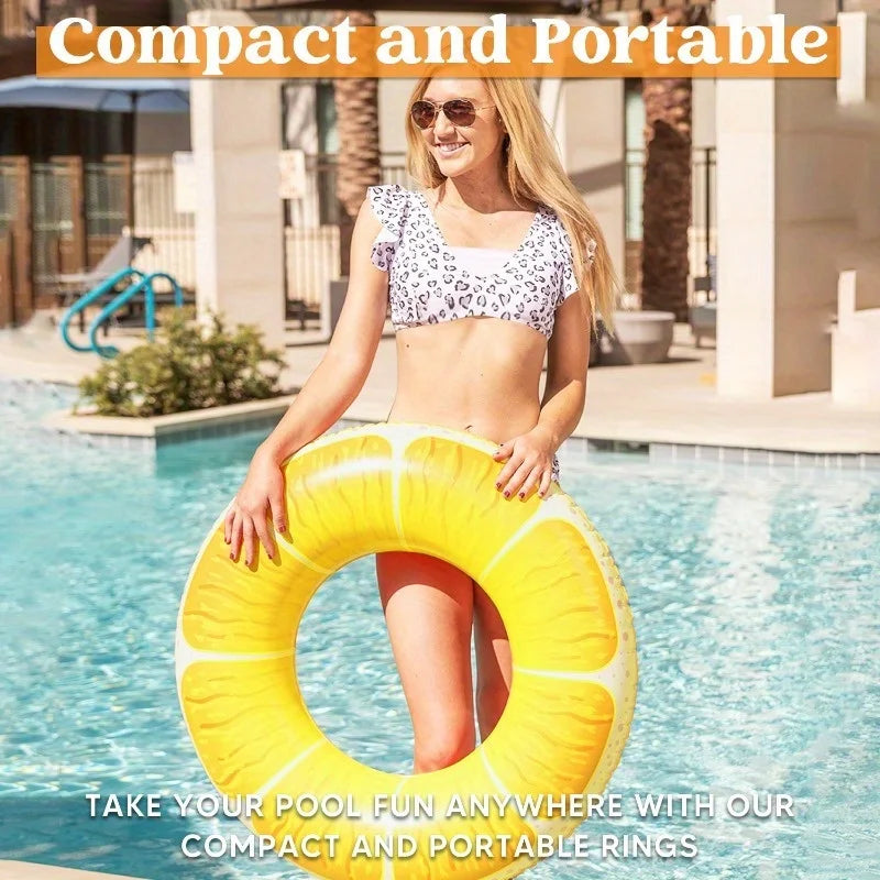 JOYFY 32.5" Inflatable Swim Tube Raft (3 Pack) With Summer Fruits Painting Pool Toys For Swimming Pool Party Decorations