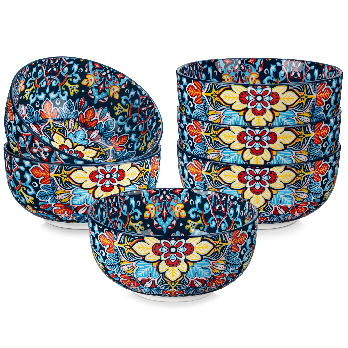 Malacasa Bohemian Floral Ceramic Cereal And Soup Bowl Set