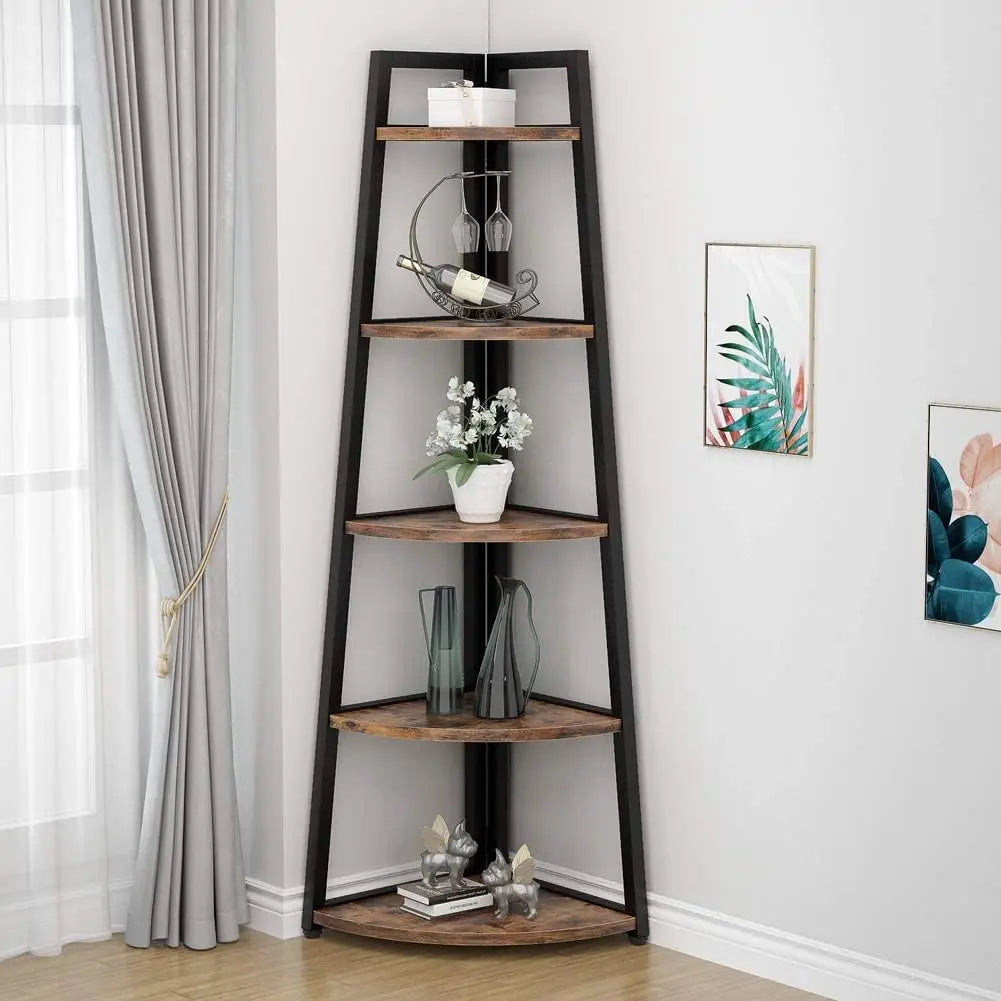 5 Tier Corner Bookcase, 70 inch Tall Corner Shelves Standing Shelving Unit Indoor Plant Stand for Living Room, Home Office