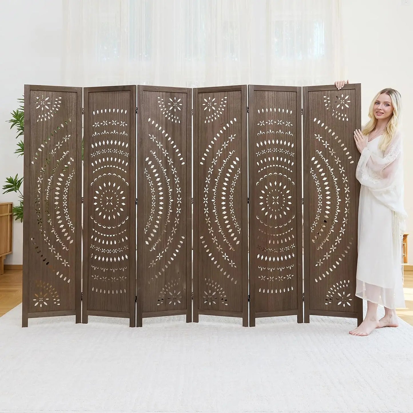 5.6 Ft Folding Room Divider, Portable Privacy Screen & Partition, No Assembly Required for Use as Cat Litter Box, Customized