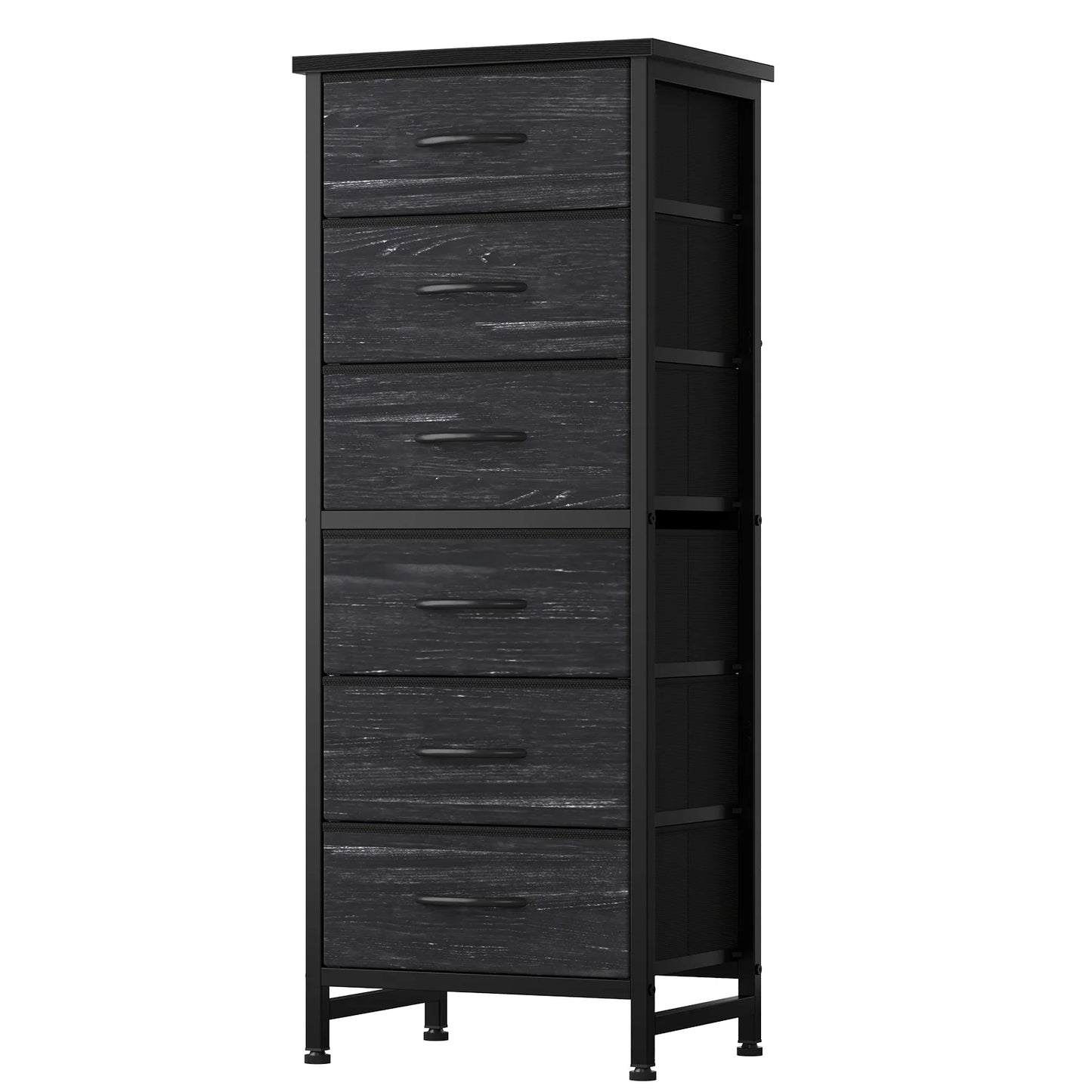 JHK 6 Fabric Drawer Dresser Wood Top Metal Frame Tower