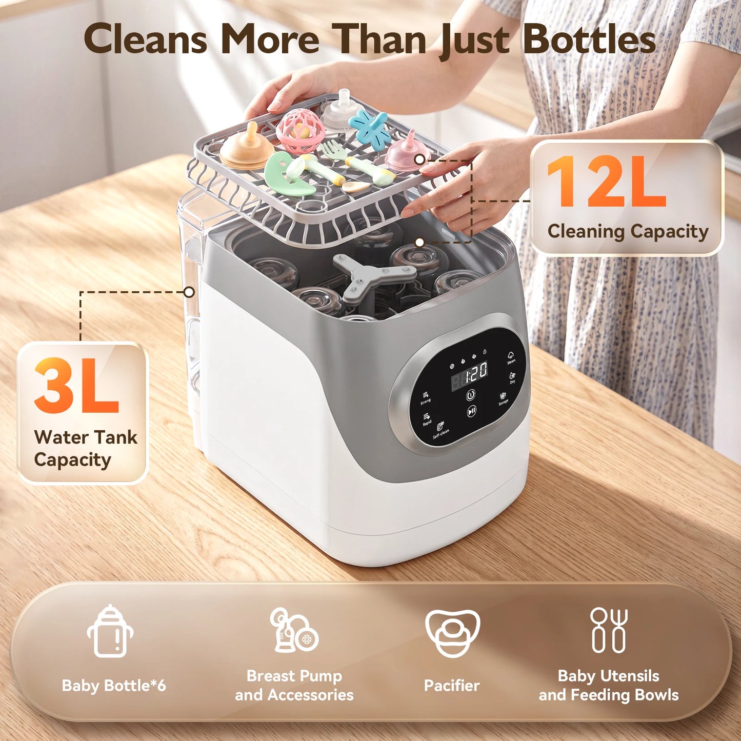 Baby Bottle Washer Sterilizer Dryer For Breast Pump And Accessories
