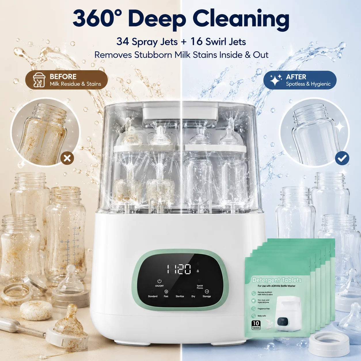 Kmaier 4-in-1 Automatic Baby Bottle Washer Sterilizer