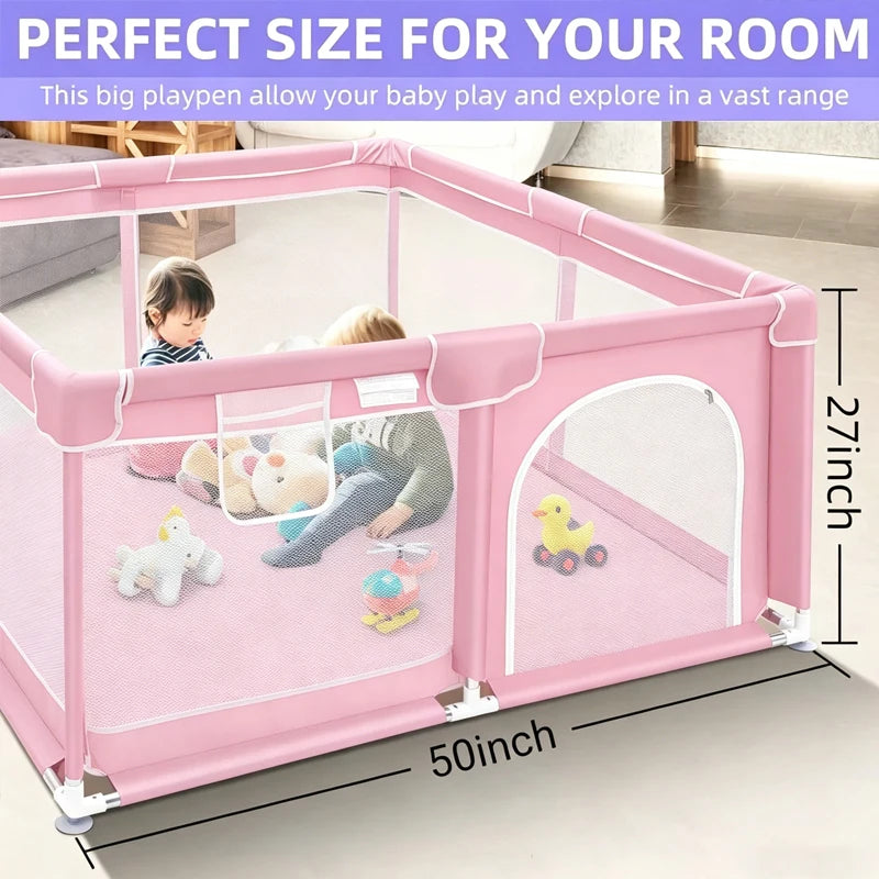 Kids Playpen Playground Foldable Baby Playpen Indoor/Outdoor Safety Play Yard Portable Kids Indoor Outdoor Toys Activity Center