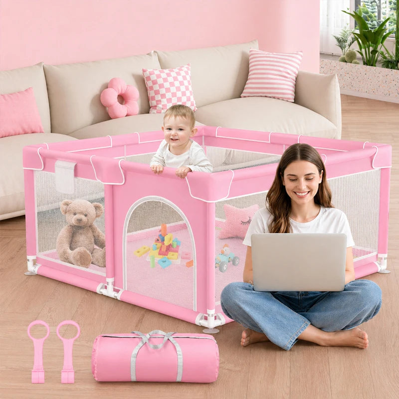Kids Playpen Playground Foldable Baby Playpen Indoor/Outdoor Safety Play Yard Portable Kids Indoor Outdoor Toys Activity Center