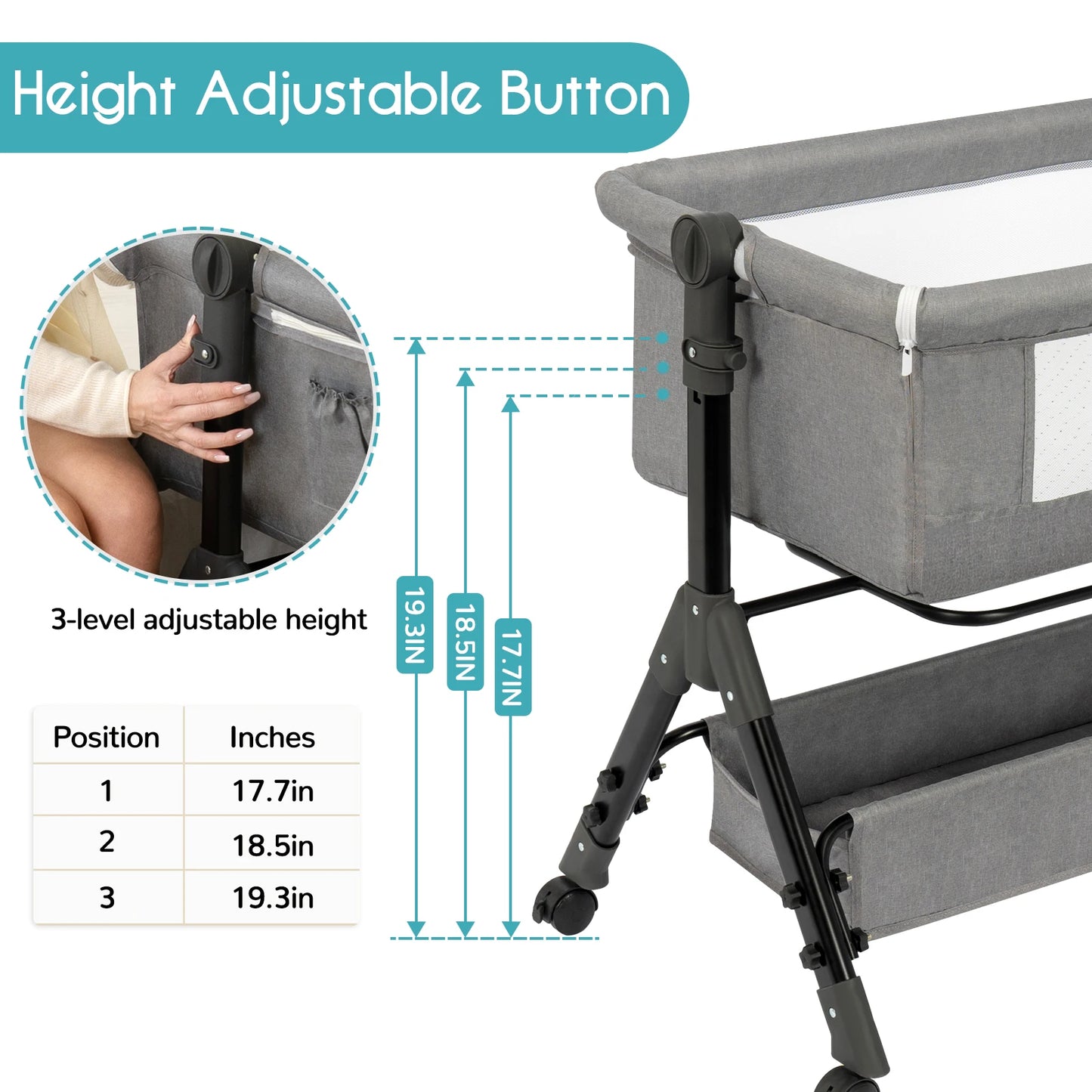 3-In-1 Baby Bassinet Bedside Sleeper For Newborns Portable Cradle