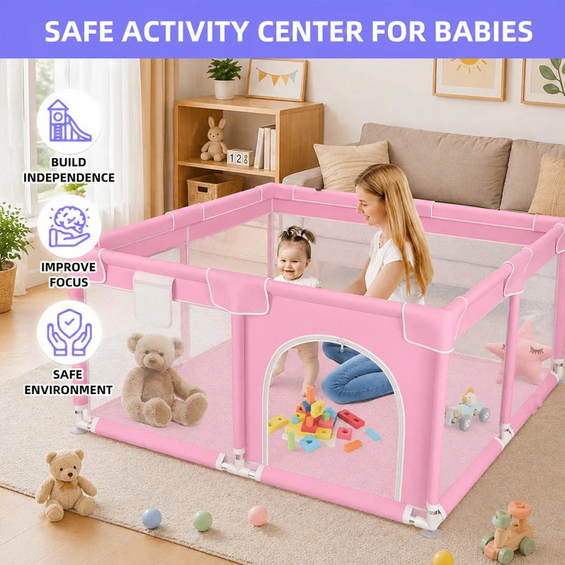Kids Playpen Playground Foldable Baby Playpen Indoor/Outdoor Safety Play Yard Portable Kids Indoor Outdoor Toys Activity Center
