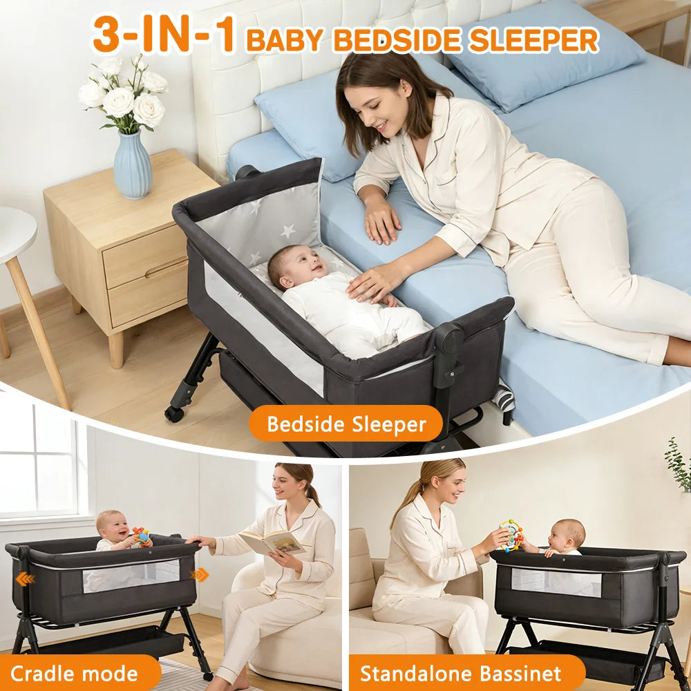 Baby Bassinet Portable Foldable Bedside Sleeper For Newborns