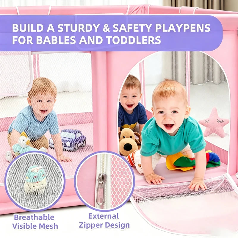 Kids Playpen Playground Foldable Baby Playpen Indoor/Outdoor Safety Play Yard Portable Kids Indoor Outdoor Toys Activity Center