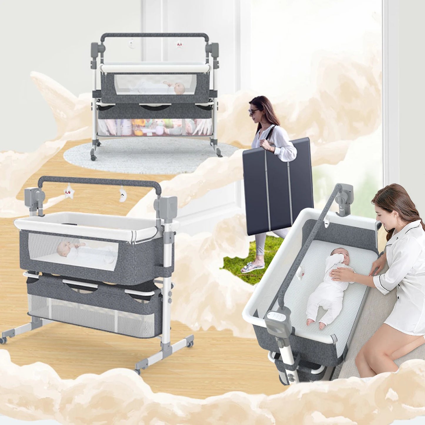 Portable Baby Rocking Bassinet Bedside Sleeper For Newborn Infant