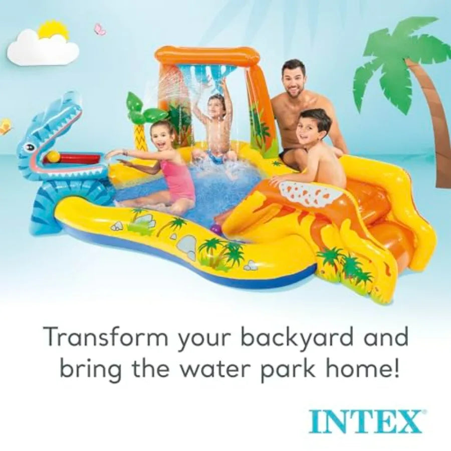 Inflatable Dinosaur Water Park Play Center With Slide And Sprayer