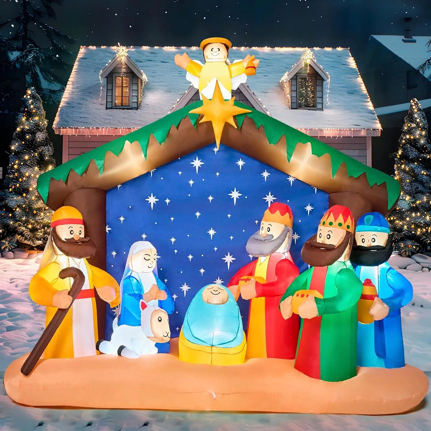 Joyfy Christmas Nativity Scene Inflatable With Built In LEDs