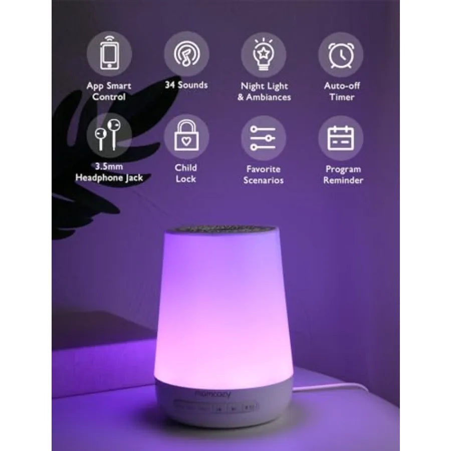 Baby Sound Machine, White Noise Machine for Baby Sleeping with Night Light, Toddler Sleep Trainer 34 Soothing Sleep Sounds, Tim
