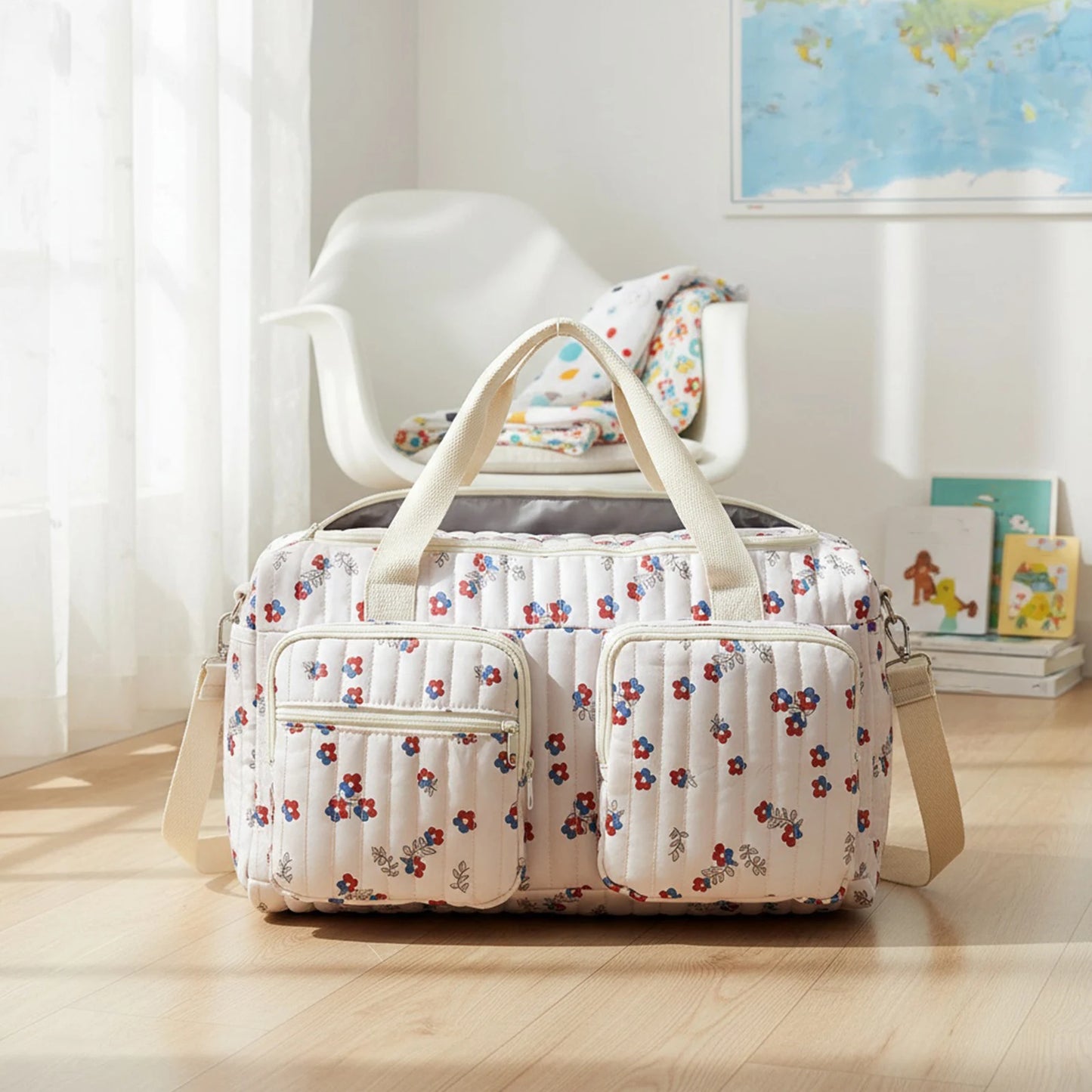 Large Mommy Bag Maternity Baby Diaper Storage Bag Multi-pocket Zipper Handbag W/ Adjustable Strap Baby Items Organizer for Hospi