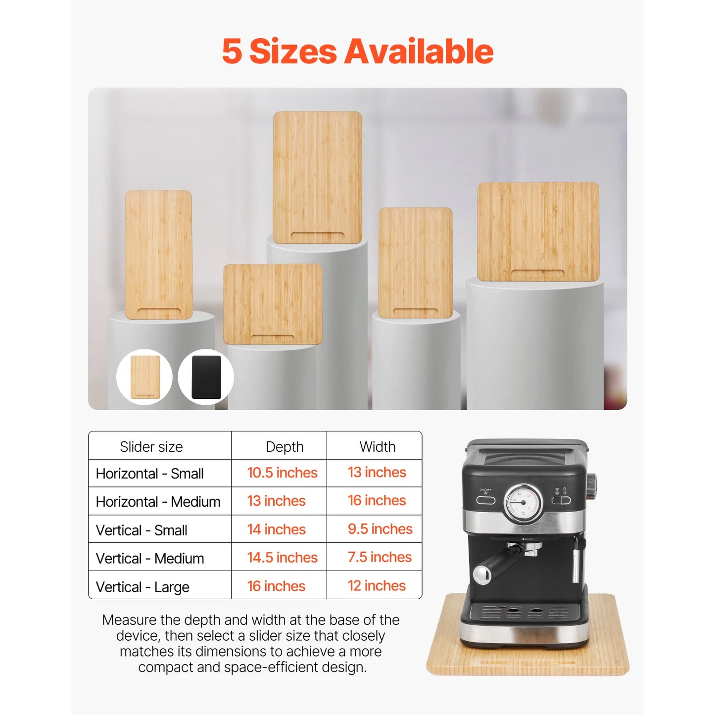 SucceBuy Muti-Size Kitchen Appliance Sliding Tray with Silent Wheels Below Cabinet Appliance Rolling Tray for Coffee