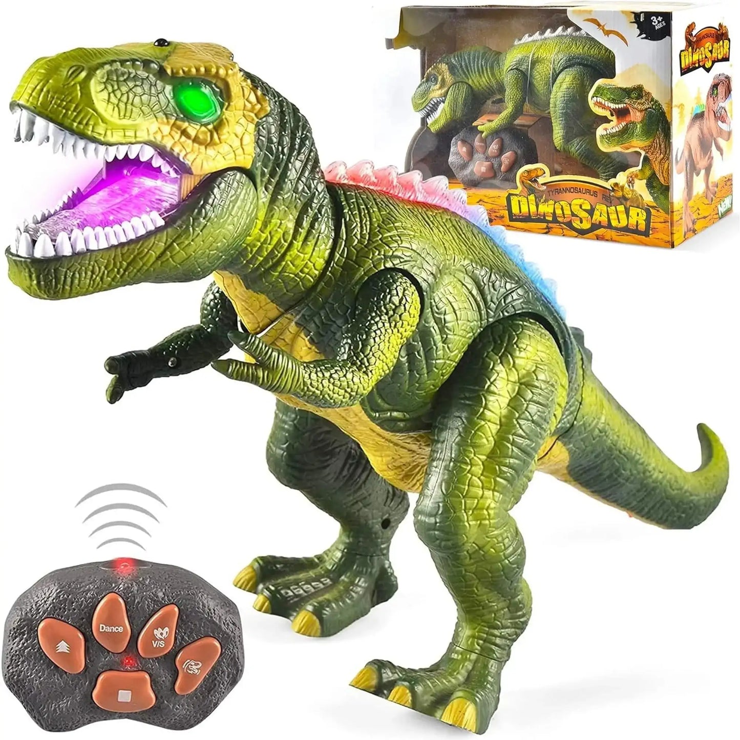Joyfy Remote Control Walking Dinosaur Robot Toy Lights And Sounds