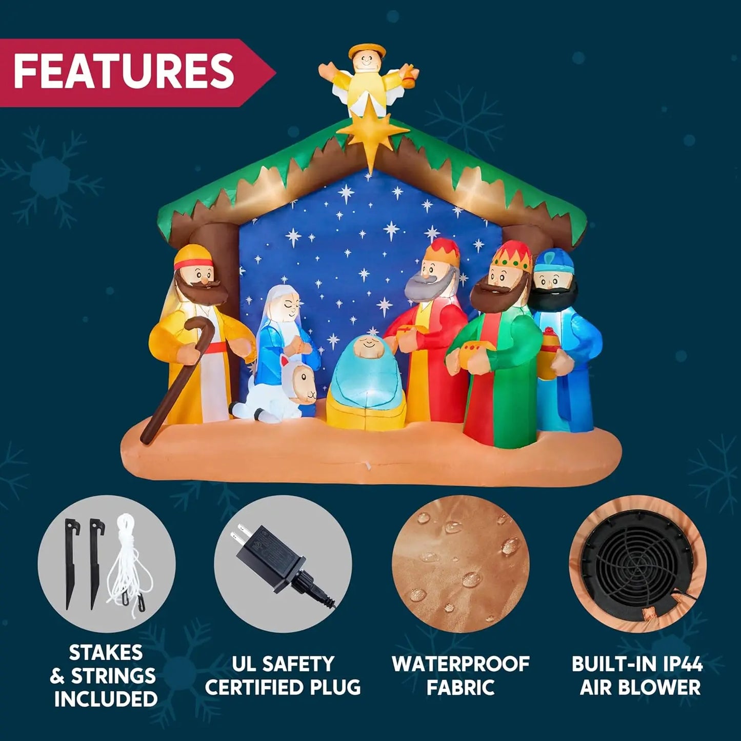 Joyfy Christmas Nativity Scene Inflatable With Built In LEDs
