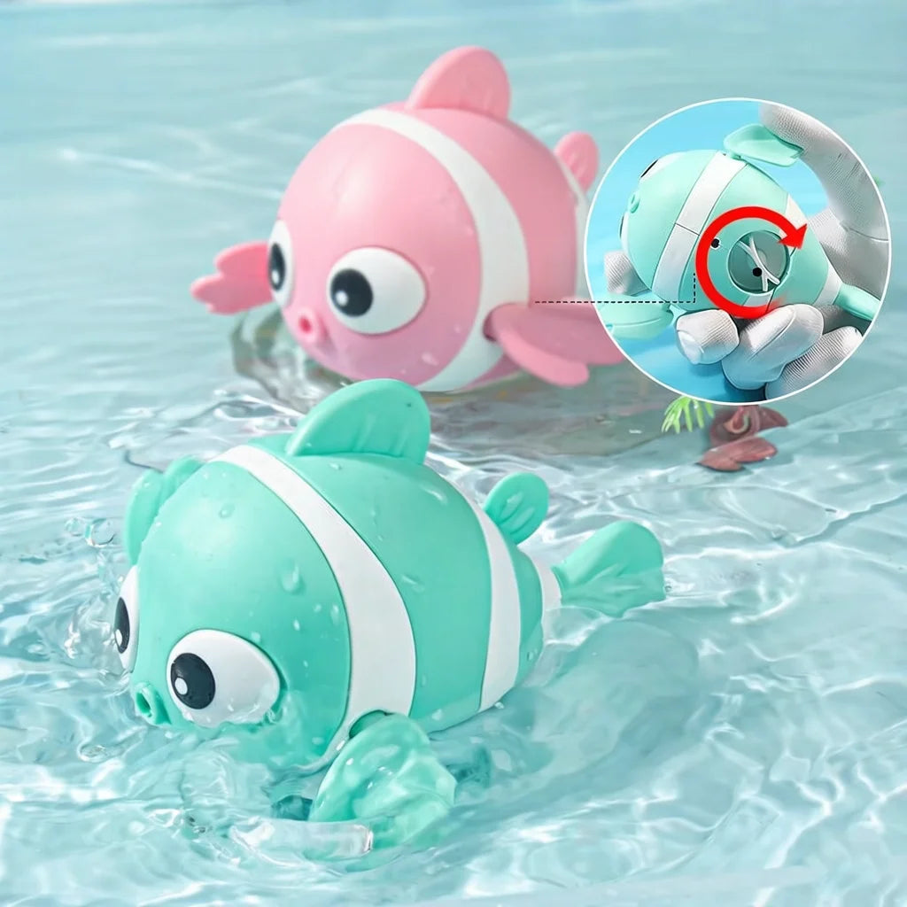 Baby Bath Toys, Infant Children’s Bathroom Water Play Ducks Turtles Splashing Fun Swimming Wound Up Clownfish
