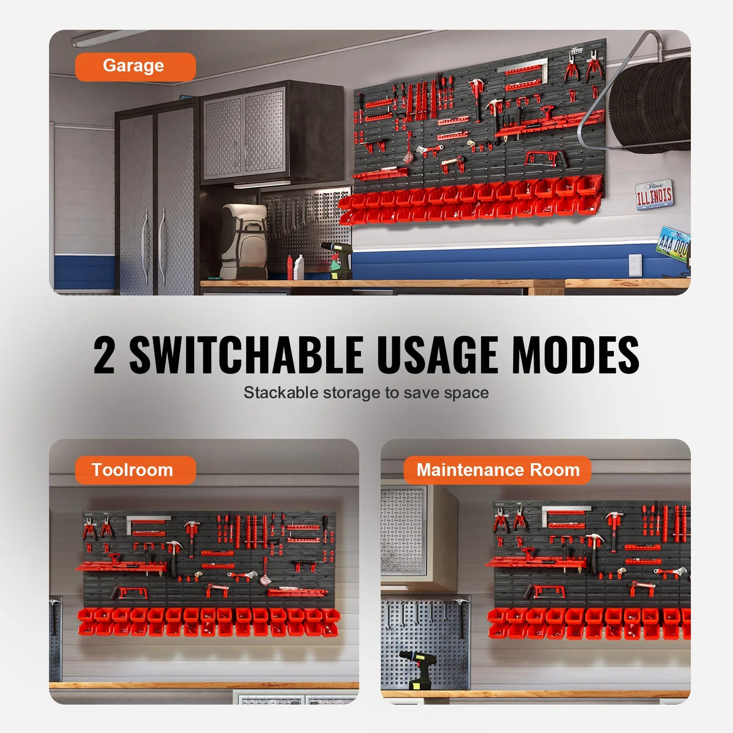 SucceBuy Wall Mounted Storage Bins Rack For Garage And Workshop