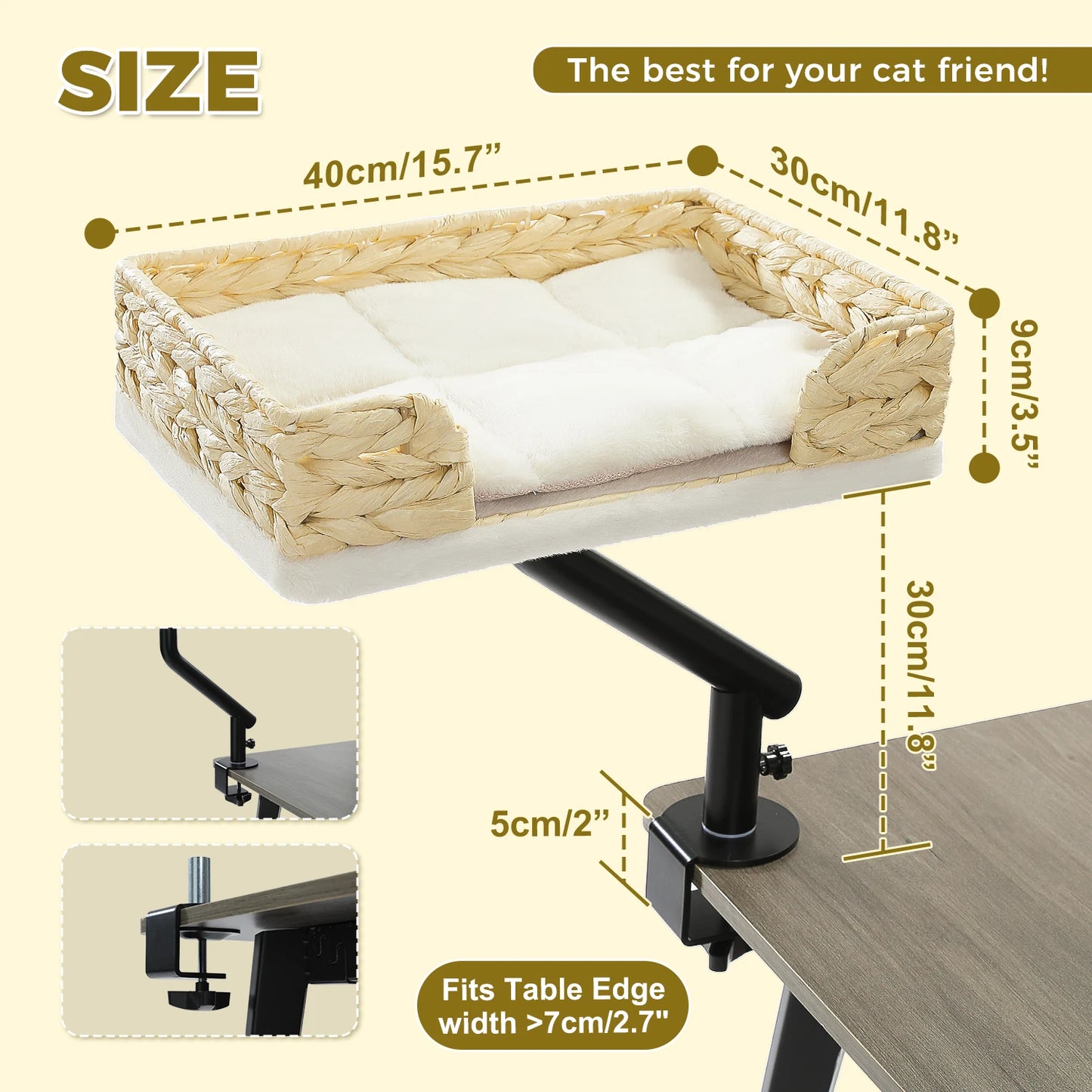 PAWZ Road Cat Desk Bed 360-Degree Rotatable Stand Plush Hammock