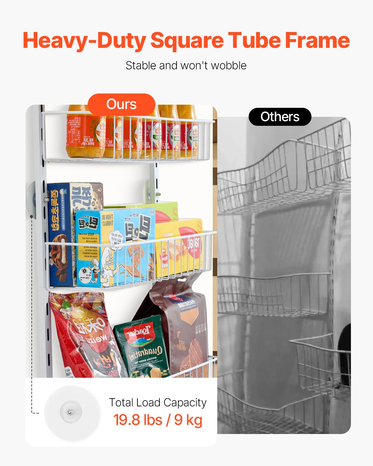 SucceBuy Over The Door Hanging Pantry Organizer Heavy Steel Rack