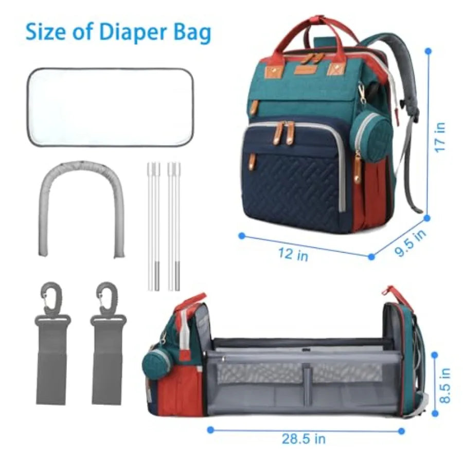 Jeryswet Baby Diaper Bags with Changing Station, Waterproof Large Capacity Diaper Bag Backpack for Moms Dads with USB Charging