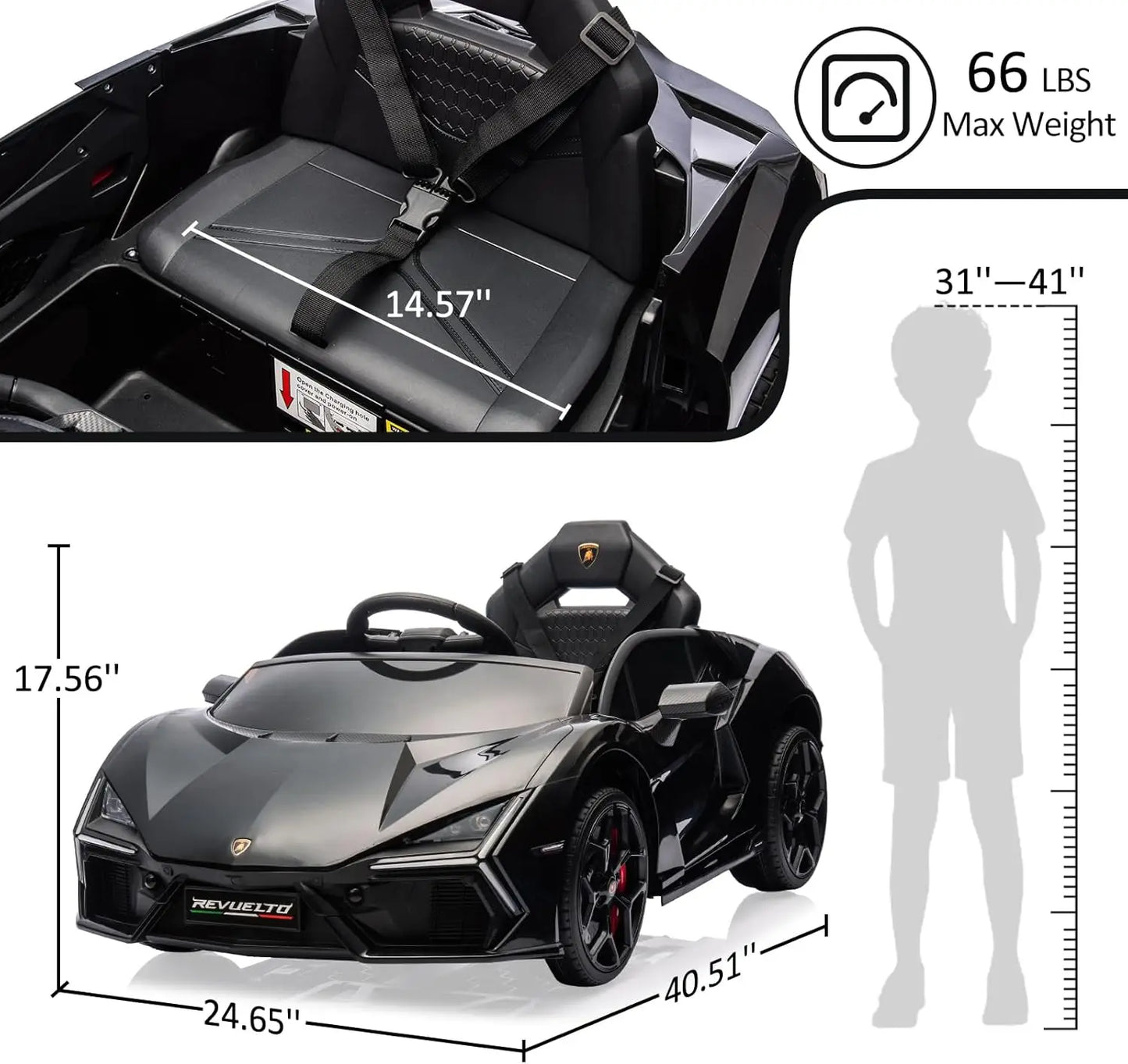 HiMISS Ride On Car Toy For Kids 3-6 Bluetooth Music