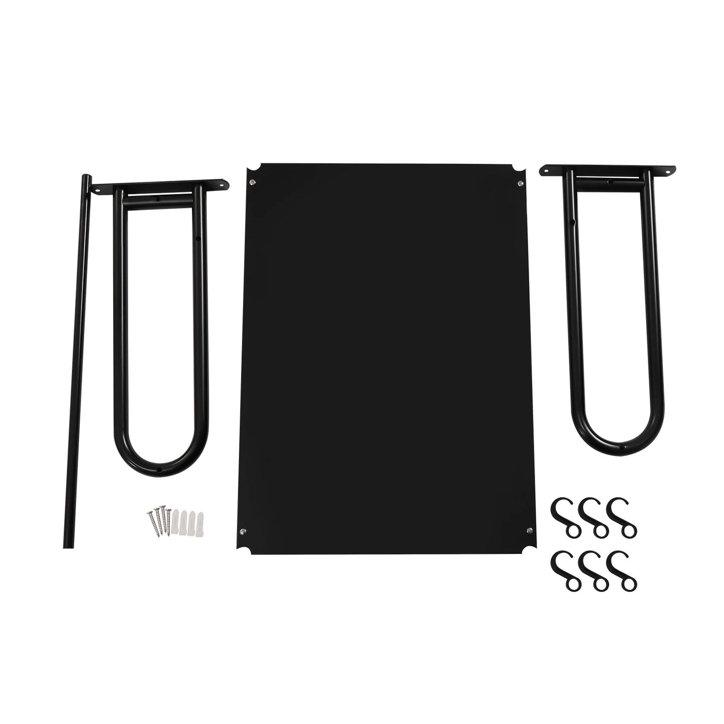 Microwave Shelf Wall Mount, Microwave Wall Shelf with 6 Hook, Load Capacity 66lbs, Black Carbon Steel Counter Countertop Holder