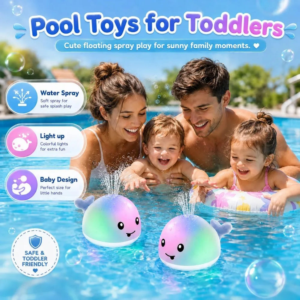 Baby Bath Toys, Light Up Whale Sprinkler for Toddlers 1-3, Rechargeable Water Toys for Pool, Bathtub, Beach