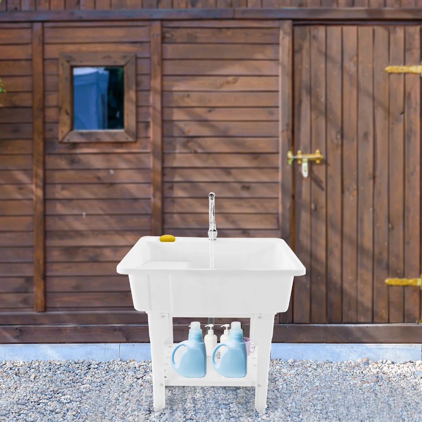 Outdoor Freestanding Plastic Utility Sink for Laundry and Bathrooms