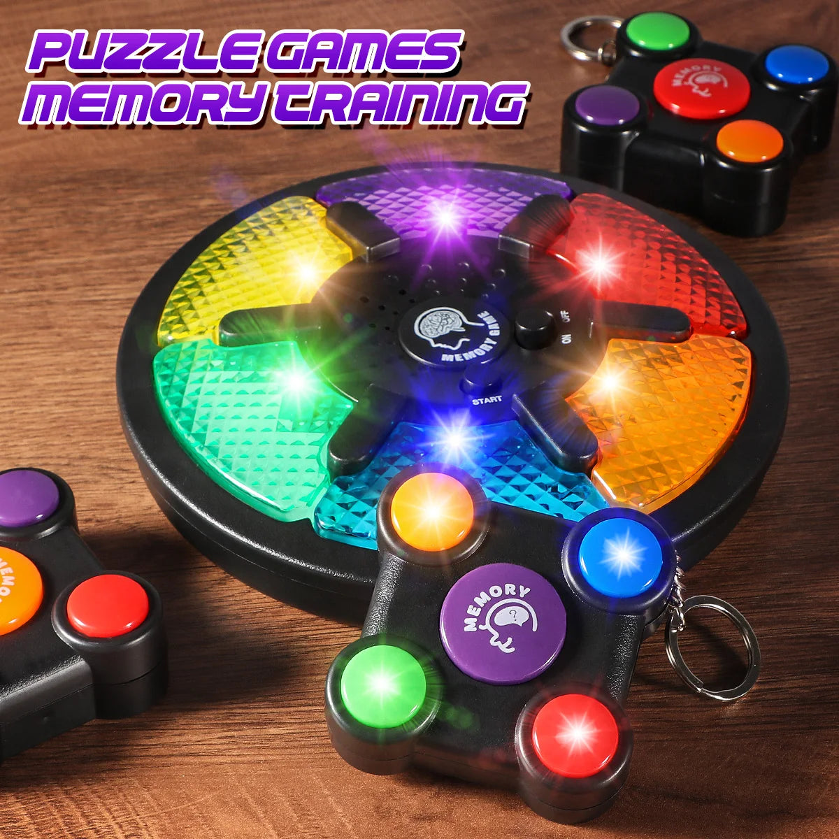 Battery Not Included, Random Style and Color Fun Handheld Memory Game Console - Portable Gaming System for Focus Training & Brai