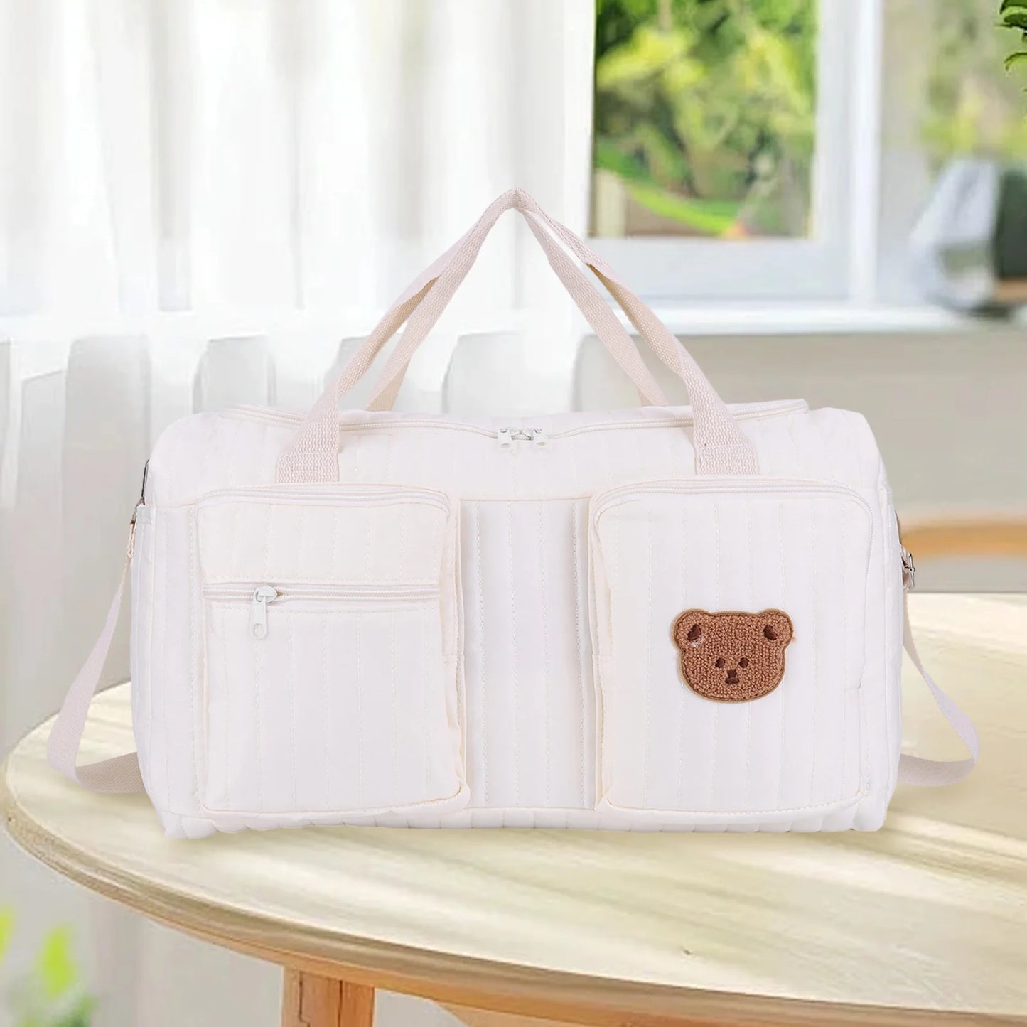 Large Mommy Bag Maternity Baby Diaper Storage Bag Multi-pocket Zipper Handbag W/ Adjustable Strap Baby Items Organizer for Hospi