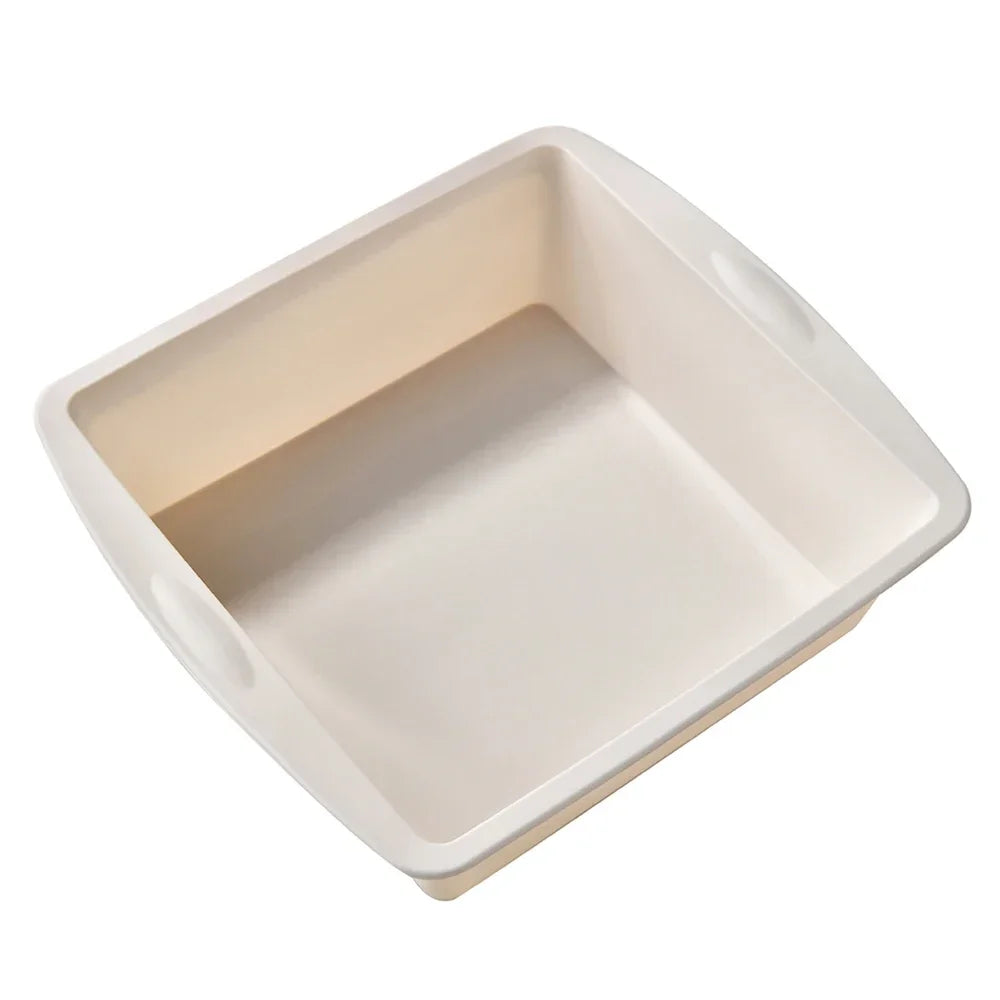 1/4Pcs Silicone Square Cake Plate Non-Stick Brownie Pot with Anti-Slip Handle Oven and Air Fryer Safe Perfect for Baking Cakes